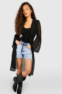 Midi-Kimono Aus Mesh Mit Schnür-Detail 6 Midi-Kimono Aus Mesh Mit Schnür-Detail -Deutschland Mode Pfiff Verkaufs-Shop gzz37581 black xl 2