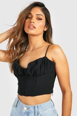 Gerafftes Korsett-Top In Knitteroptik