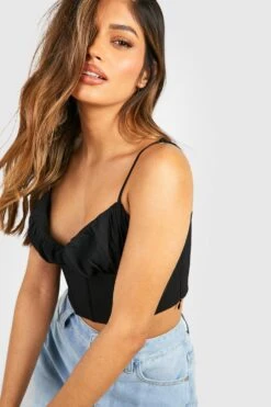 Gerafftes Korsett-Top In Knitteroptik -Deutschland Mode Pfiff Verkaufs-Shop gzz37608 black xl 3