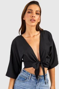 Oberteil Mit Fledermaus-Ärmeln Und Schnür-Detail