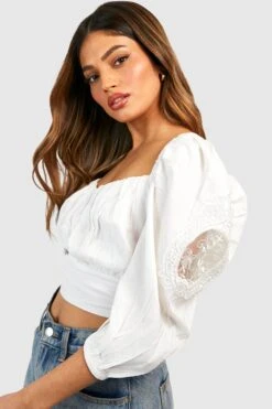 Besticktes Cut-Out Crop Top -Deutschland Mode Pfiff Verkaufs-Shop gzz37645 ecru xl 3