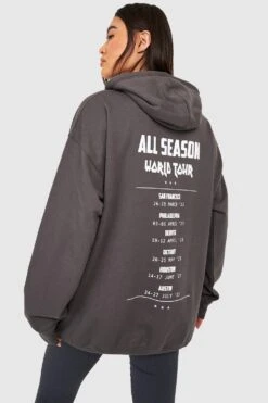 Oversize Hoodie Mit World Tour Slogan Print -Deutschland Mode Pfiff Verkaufs-Shop gzz37791 charcoal xl 2