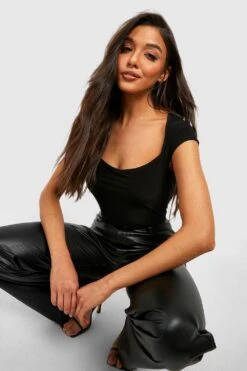 Oberteil Mit Geradem Ausschnitt Und Kurzen Ärmeln -Deutschland Mode Pfiff Verkaufs-Shop gzz38323 black xl 3