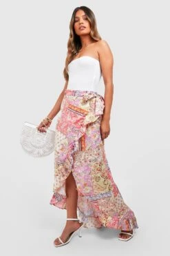 Wickel-Maxirock Mit Paisley-Print Und Rüschensaum -Deutschland Mode Pfiff Verkaufs-Shop gzz38919 lilac xl 2