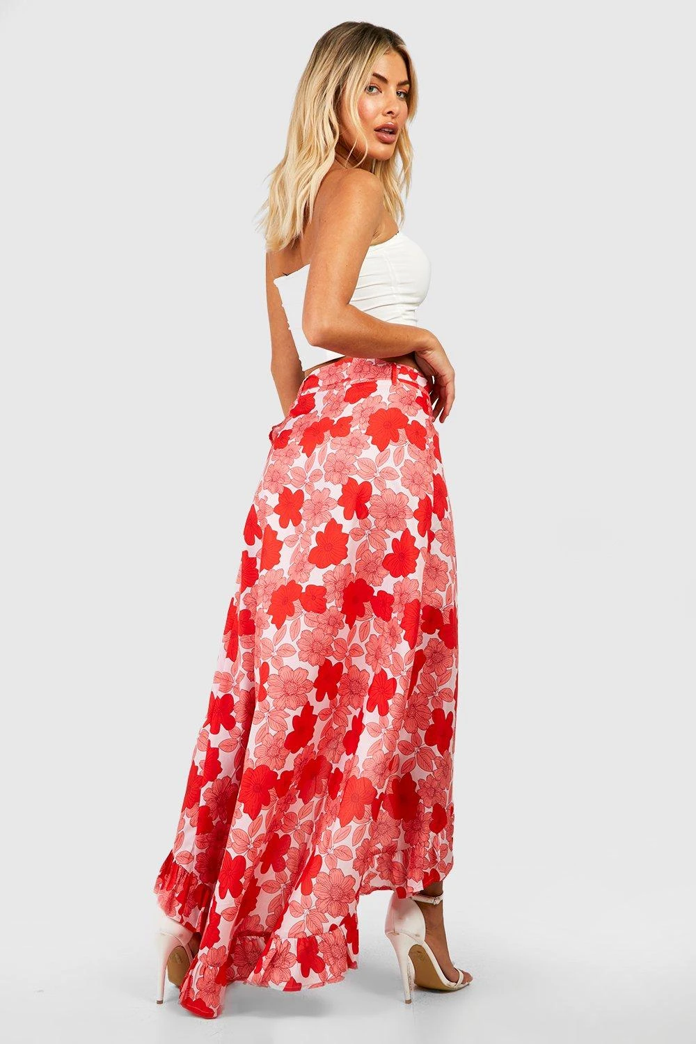 Floraler Wickel-Maxirock Mit Rüschensaum 2 Floraler Wickel-Maxirock Mit Rüschensaum – Bild 2