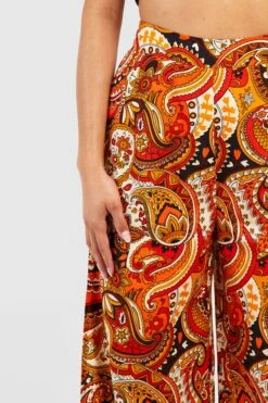 Weite Paisley-Print Hose Mit Seitenschlitz -Deutschland Mode Pfiff Verkaufs-Shop gzz38926 orange xl 3