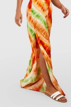 Bodenlange Batik Hose Mit Seitenschlitz -Deutschland Mode Pfiff Verkaufs-Shop gzz38945 orange xl 3