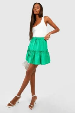 Gestufter Seersucker Minirock -Deutschland Mode Pfiff Verkaufs-Shop gzz38955 bright20green xl 2