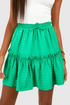 Gestufter Seersucker Minirock -Deutschland Mode Pfiff Verkaufs-Shop gzz38955 bright20green xl 3