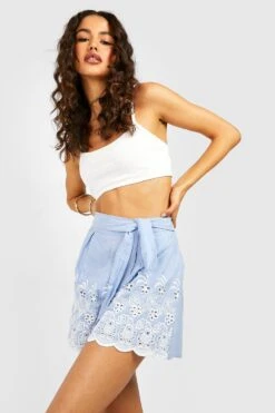 Bestickte Shorts Mit Bindegürtel -Deutschland Mode Pfiff Verkaufs-Shop gzz38996 blue xl 3