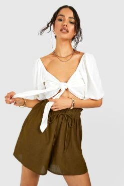 Leinen-Shorts Mit Kordelzug