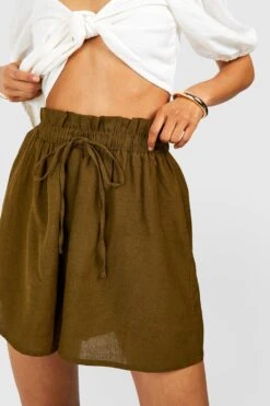 Leinen-Shorts Mit Kordelzug -Deutschland Mode Pfiff Verkaufs-Shop gzz39070 khaki xl 3