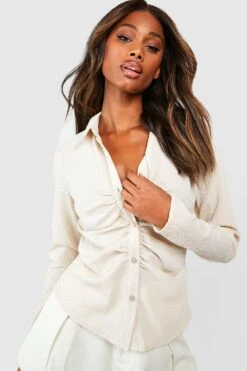 Strukturiertes Hemd Mit Geraffter Front 6 Strukturiertes Hemd Mit Geraffter Front -Deutschland Mode Pfiff Verkaufs-Shop gzz39183 stone xl 2