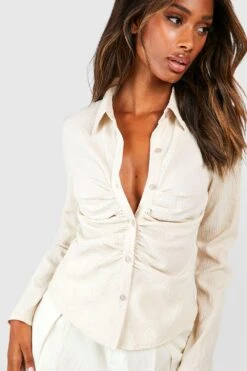 Strukturiertes Hemd Mit Geraffter Front 7 Strukturiertes Hemd Mit Geraffter Front -Deutschland Mode Pfiff Verkaufs-Shop gzz39183 stone xl 3