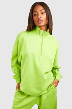 Oversize Sweatshirt Mit Reißverschluss 6 Oversize Sweatshirt Mit Reißverschluss -Deutschland Mode Pfiff Verkaufs-Shop gzz39545 lime xl 2