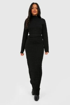 Strukturiertes Premium Strick-Top In Waffeloptik & Maxirock -Deutschland Mode Pfiff Verkaufs-Shop gzz39778 black xl 2