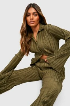 Plissee-Schlaghose -Deutschland Mode Pfiff Verkaufs-Shop gzz39939 khaki xl 2