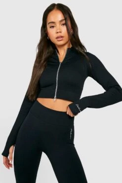 Petite Nahtloses Langärmliges Sport-Oberteil Mit Doppeltem Reißverschluss 7 Petite Nahtloses Langärmliges Sport-Oberteil Mit Doppeltem Reißverschluss -Deutschland Mode Pfiff Verkaufs-Shop gzz39964 black xl 3