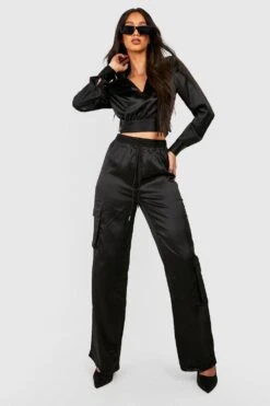 Satin Cargo-Hose -Deutschland Mode Pfiff Verkaufs-Shop gzz40249 black xl 2