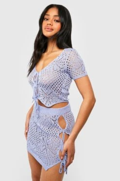 Floraler Geschnürter Cardigan & Minirock