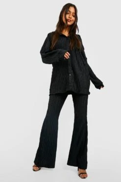 Strukturiertes Lockeres Oversize Plissee-Hemd 6 Strukturiertes Lockeres Oversize Plissee-Hemd -Deutschland Mode Pfiff Verkaufs-Shop gzz40410 black xl 2