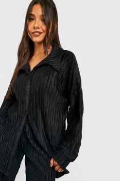 Strukturiertes Lockeres Oversize Plissee-Hemd 7 Strukturiertes Lockeres Oversize Plissee-Hemd -Deutschland Mode Pfiff Verkaufs-Shop gzz40410 black xl 3
