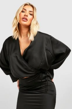 Wickel-Hemd Aus Satin -Deutschland Mode Pfiff Verkaufs-Shop gzz40608 black xl 3