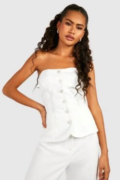 Bandeau Mit Strass-Knöpfen 6 Bandeau Mit Strass-Knöpfen -Deutschland Mode Pfiff Verkaufs-Shop gzz40633 ivory xl 2