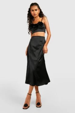 Satin-Midirock -Deutschland Mode Pfiff Verkaufs-Shop gzz40649 black xl 2