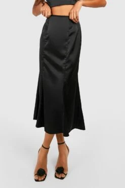 Satin-Midirock -Deutschland Mode Pfiff Verkaufs-Shop gzz40649 black xl 3