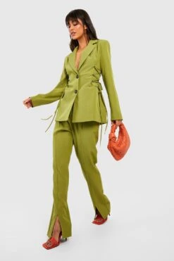 Slim-Fit Hose Mit Schlitz Vorne -Deutschland Mode Pfiff Verkaufs-Shop gzz40681 khaki xl 2