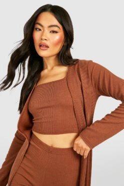 Geripptes Crop Top -Deutschland Mode Pfiff Verkaufs-Shop gzz40698 chocolate xl 2