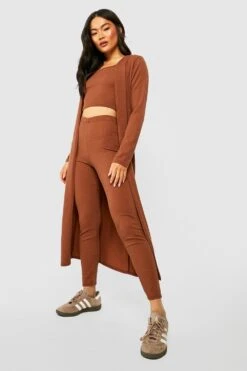 Langärmliger Gerippter Duster-Mantel