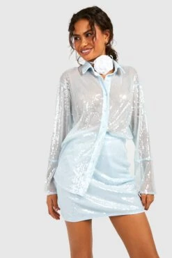 Pastellfarbener Pailletten-Minirock -Deutschland Mode Pfiff Verkaufs-Shop gzz40837 pastel20blue xl 2