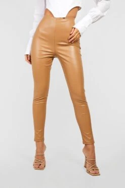 Leggings In Lederoptik Mit Hohem Bund -Deutschland Mode Pfiff Verkaufs-Shop gzz40989 stone xl 3