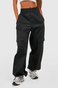 Cargo-Jogginghose Mit Hohem Bund Und Geschnürten Bündchen -Deutschland Mode Pfiff Verkaufs-Shop gzz41586 black xl 3