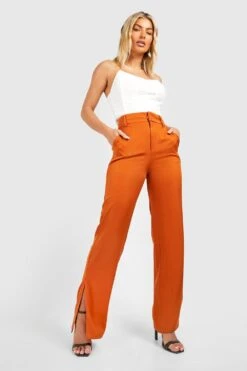 Schlaghose Mit Geteiltem Saum Und Breitem Bund