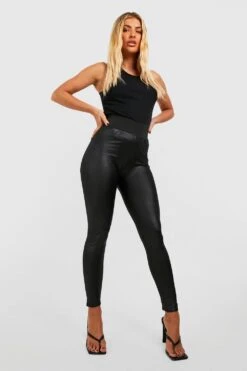 Leggings In Lederoptik Mit Geraffter Taille -Deutschland Mode Pfiff Verkaufs-Shop gzz41816 black xl 2