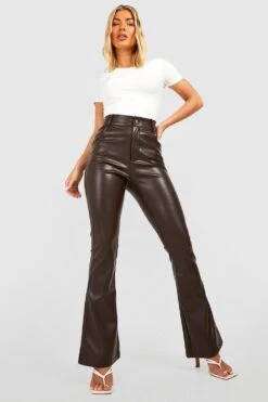Schlaghose In Lederoptik Mit Hohem Bund