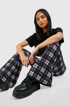 Karierte Tartan Schlaghose Mit Hohem Bund 6 Karierte Tartan Schlaghose Mit Hohem Bund -Deutschland Mode Pfiff Verkaufs-Shop gzz43999 black xl 2