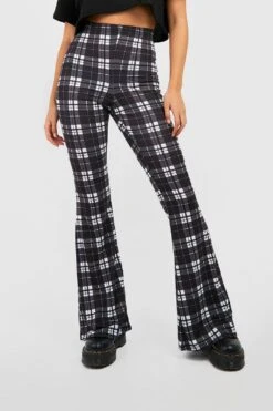 Karierte Tartan Schlaghose Mit Hohem Bund 7 Karierte Tartan Schlaghose Mit Hohem Bund -Deutschland Mode Pfiff Verkaufs-Shop gzz43999 black xl 3