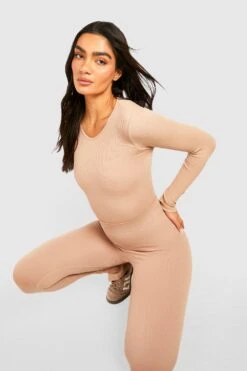 Gerippter Rundhals-Body -Deutschland Mode Pfiff Verkaufs-Shop gzz44019 stone xl 2