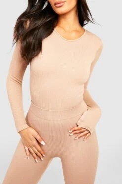 Gerippter Rundhals-Body -Deutschland Mode Pfiff Verkaufs-Shop gzz44019 stone xl 3