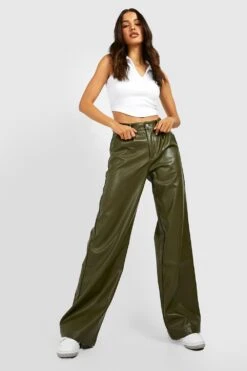 Lockere Hose In Lederoptik Mit Hohem Bund 6 Lockere Hose In Lederoptik Mit Hohem Bund -Deutschland Mode Pfiff Verkaufs-Shop gzz44048 khaki xl 2