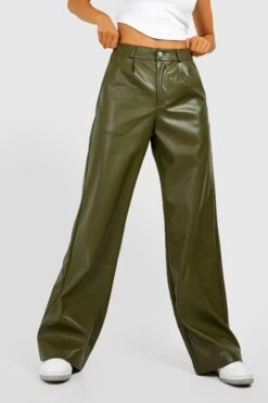 Lockere Hose In Lederoptik Mit Hohem Bund 7 Lockere Hose In Lederoptik Mit Hohem Bund -Deutschland Mode Pfiff Verkaufs-Shop gzz44048 khaki xl 3