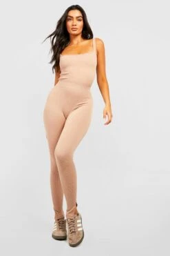 Strukturierte Gerippte Kontur-Leggings Mit Geteiltem Saum -Deutschland Mode Pfiff Verkaufs-Shop gzz44146 stone xl 2