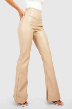 Schlaghose In Lederoptik Mit Hohem Bund -Deutschland Mode Pfiff Verkaufs-Shop gzz44162 ecru xl 3