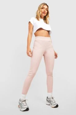 Nahtlose Gerippte Leggings Mit Hohem Bund