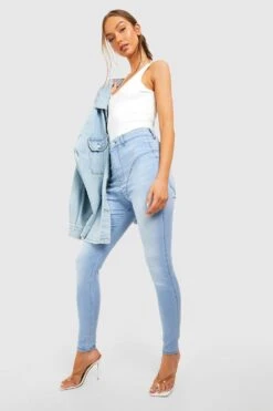 Skinny Jeans Mit Hohem Bund -Deutschland Mode Pfiff Verkaufs-Shop gzz44640 light20wash xl 2