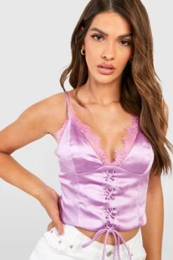 Geschnürtes Satin Korsett-Top